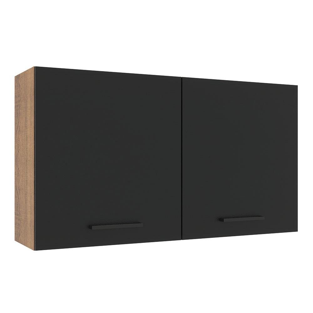 Armário de Cozinha Aéreo 120 cm 2 Portas Rustic/Preto Agata Madesa