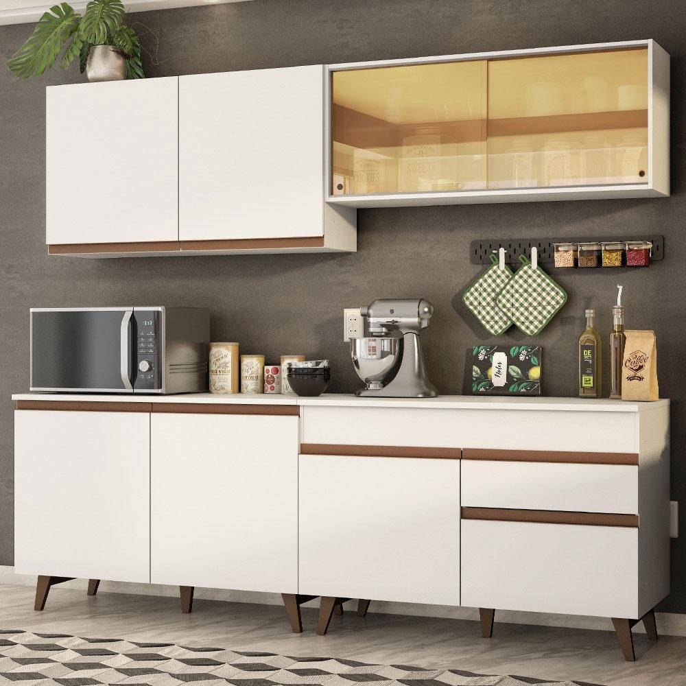 Cozinha Completa Madesa Reims 240001 com Armário e Balcão - Branco - Home & Living