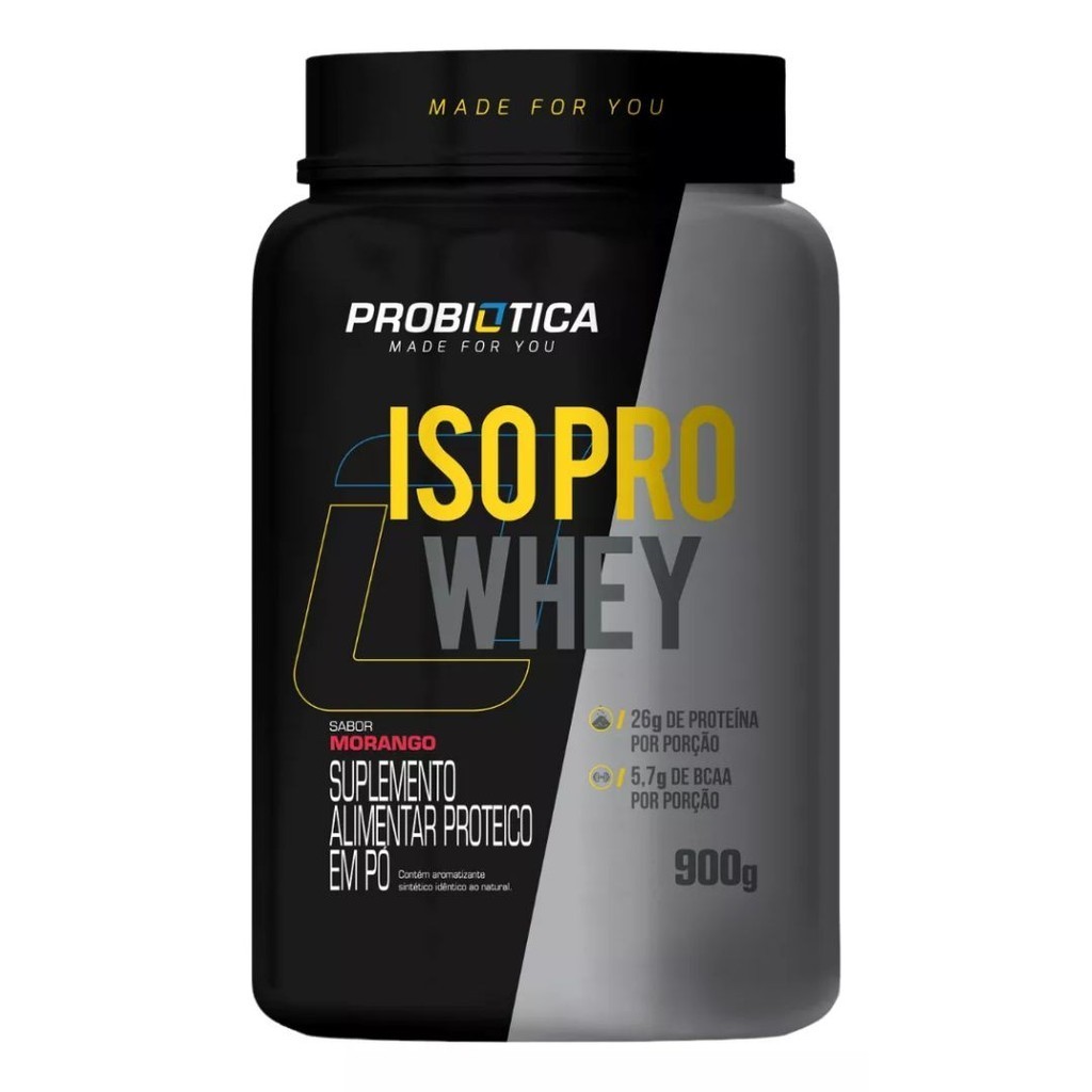 Whey Protein Isolado Iso Pro Whey Morango 900g - Probiótica - Health