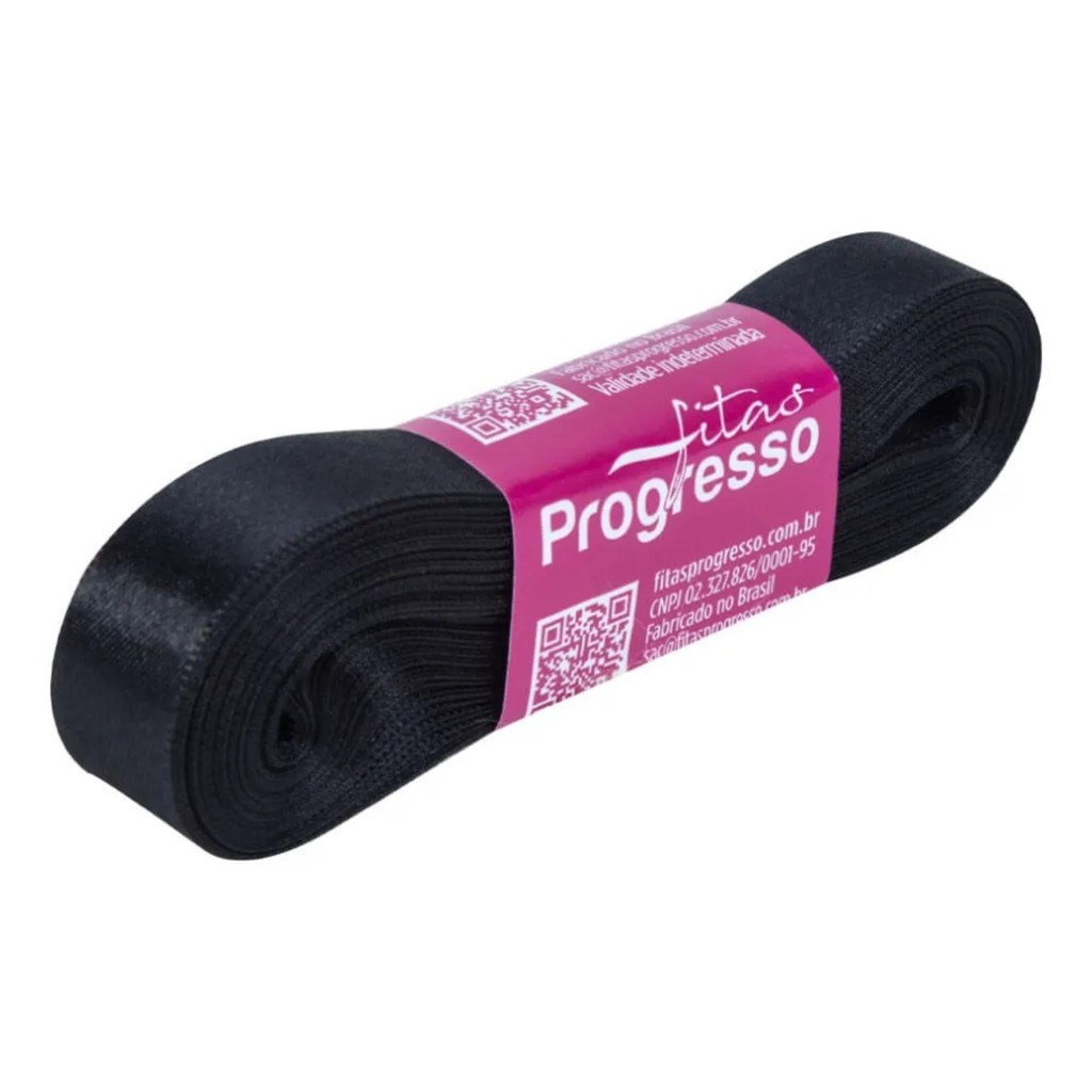 Fita de Cetim 15MMX10M Preto Progresso - 1 Unidade