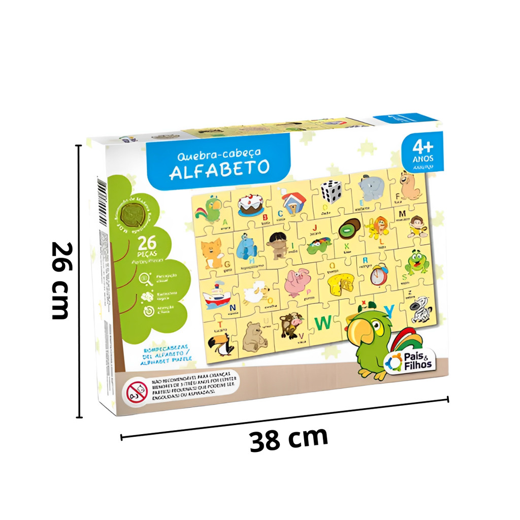 Jogo Educativo Quebra Cabeca Alfabeto 26 Pecas MDF Aprendizado Divertido Criancas Madeiras