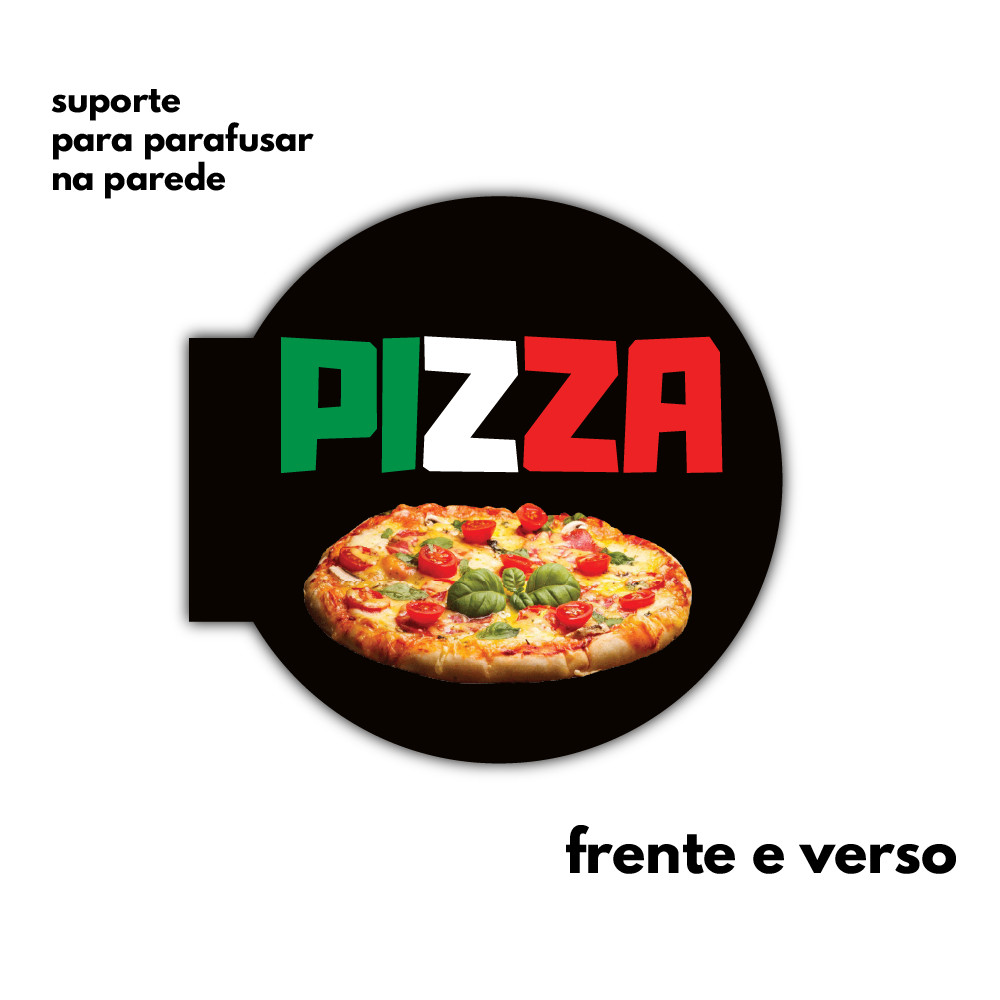 Placa Dupla Face Uso Externo - Pizzaria 2 20x20cm