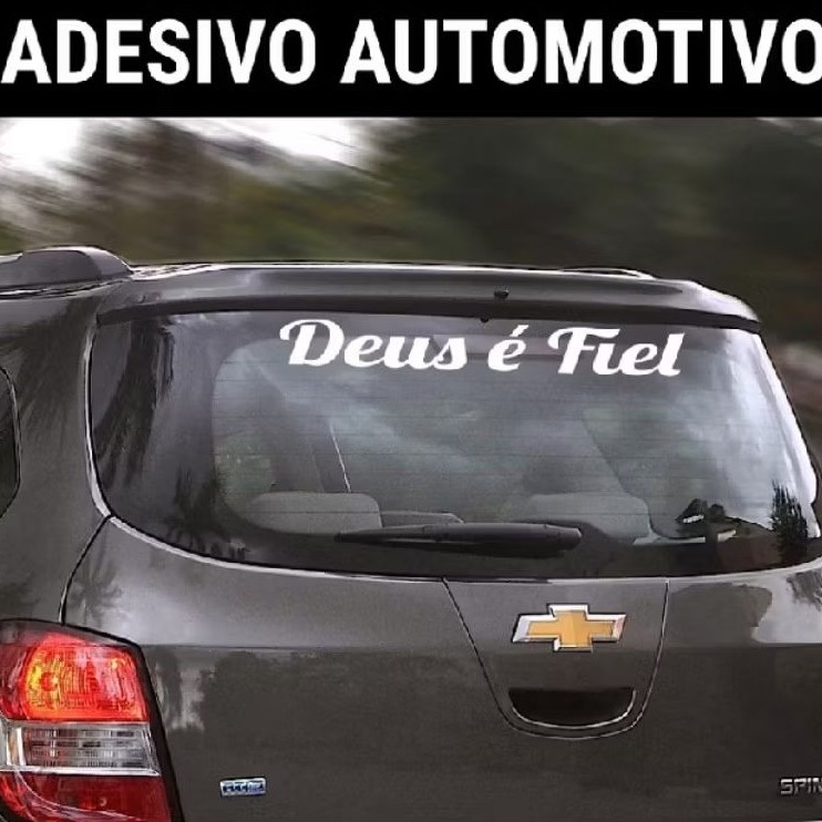 Adesivo De Automotivo Carro Grande  - Deus É Fiel - Branco - Parabrisa, Lataria, Vidro, Quarto, Sala