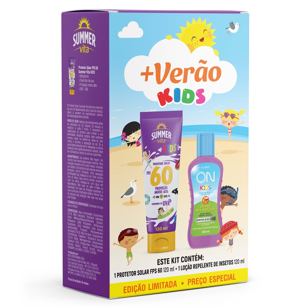 Kit Protetor Solar Summer FP 60 + Repelente On Loção 120 ml