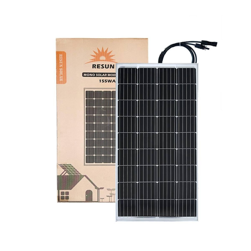 Painel Solar Módulo 155W 150W 36 Células Monocristalino 24V Resun RS6E-155M em Oferta na Shopee