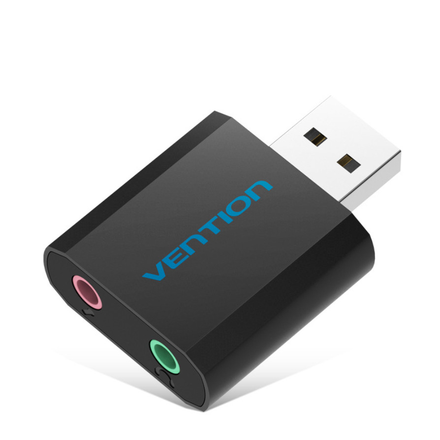 Placa Vention Som Usb - Usb x P2 Fone E Microfone Adaptador Placa Externa de Audio para Computador