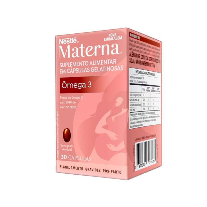 Suplemento Alimentar Nestlé Materna Ômega 3 30 Cápsulas Gelatinosas em Oferta na Shopee