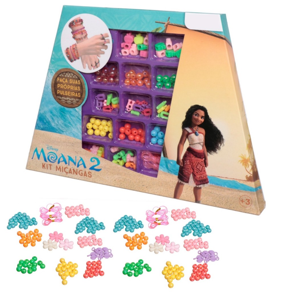Kit Miçangas Princesa Moana Disney Pulseira Colar 72 Peças