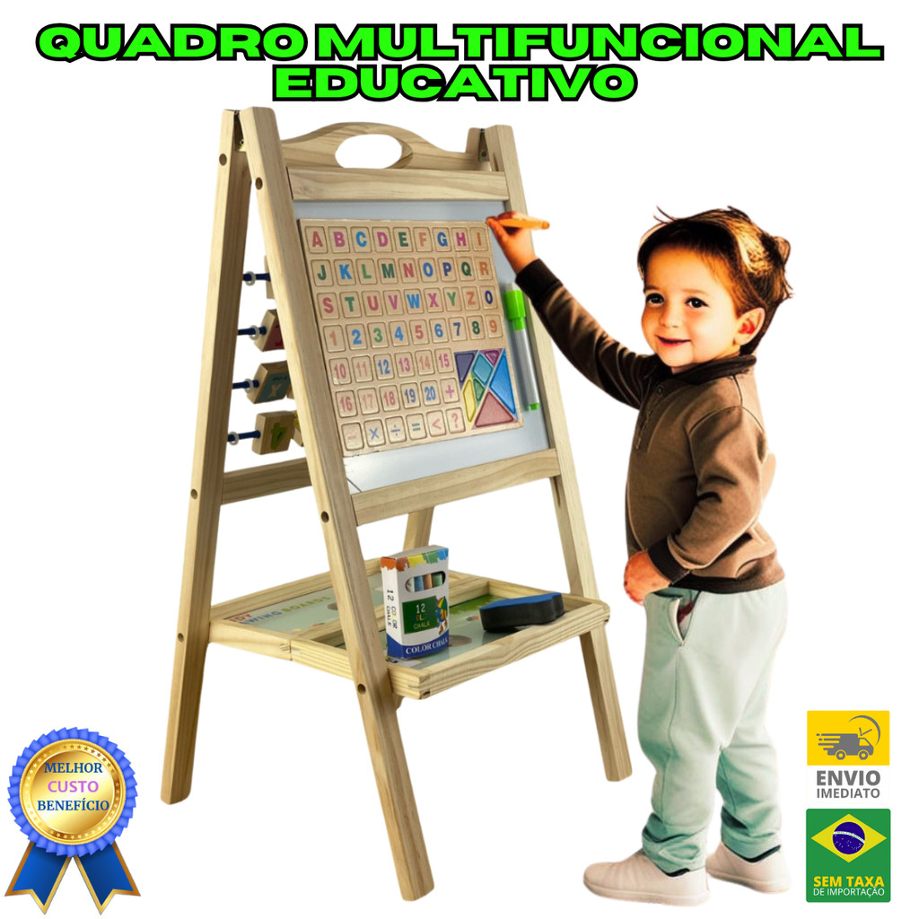 Quadro Interativo Educativo Lúdico de Letras com Letras Magnéticas para Crianças que desen...