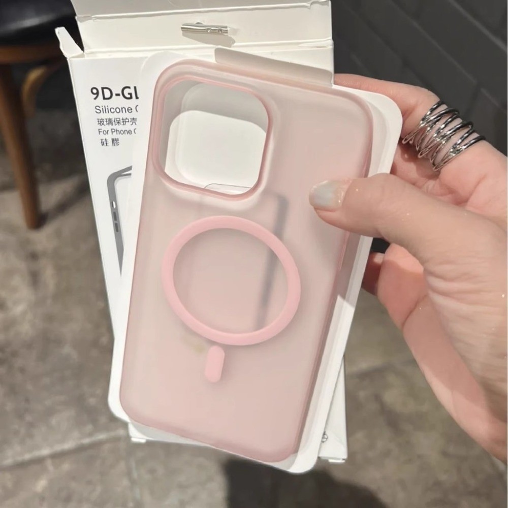 Capa De Telefone Magnética Transparente Fosca Luxuosa Rosa PC , Adequada Para iPhone 16 15 14 13 12 11 Pro Max 7 8 Plus