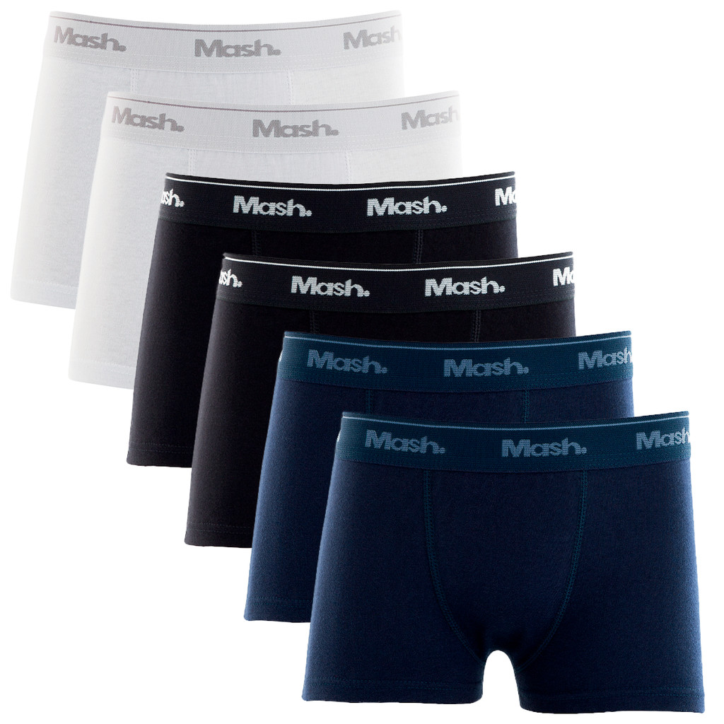 Kit 6 Cueca Boxer Algodão Infantil Elastico Mash em Oferta na Shopee