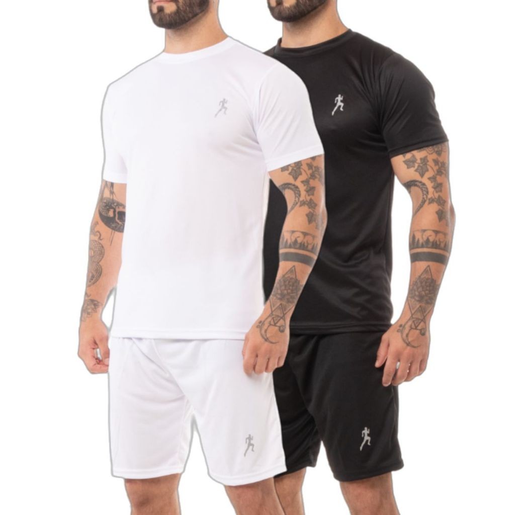 Kit 2 Camisetas Masculinas + 2 Bermudas Masculinas Academia Esportiva - Conjunto