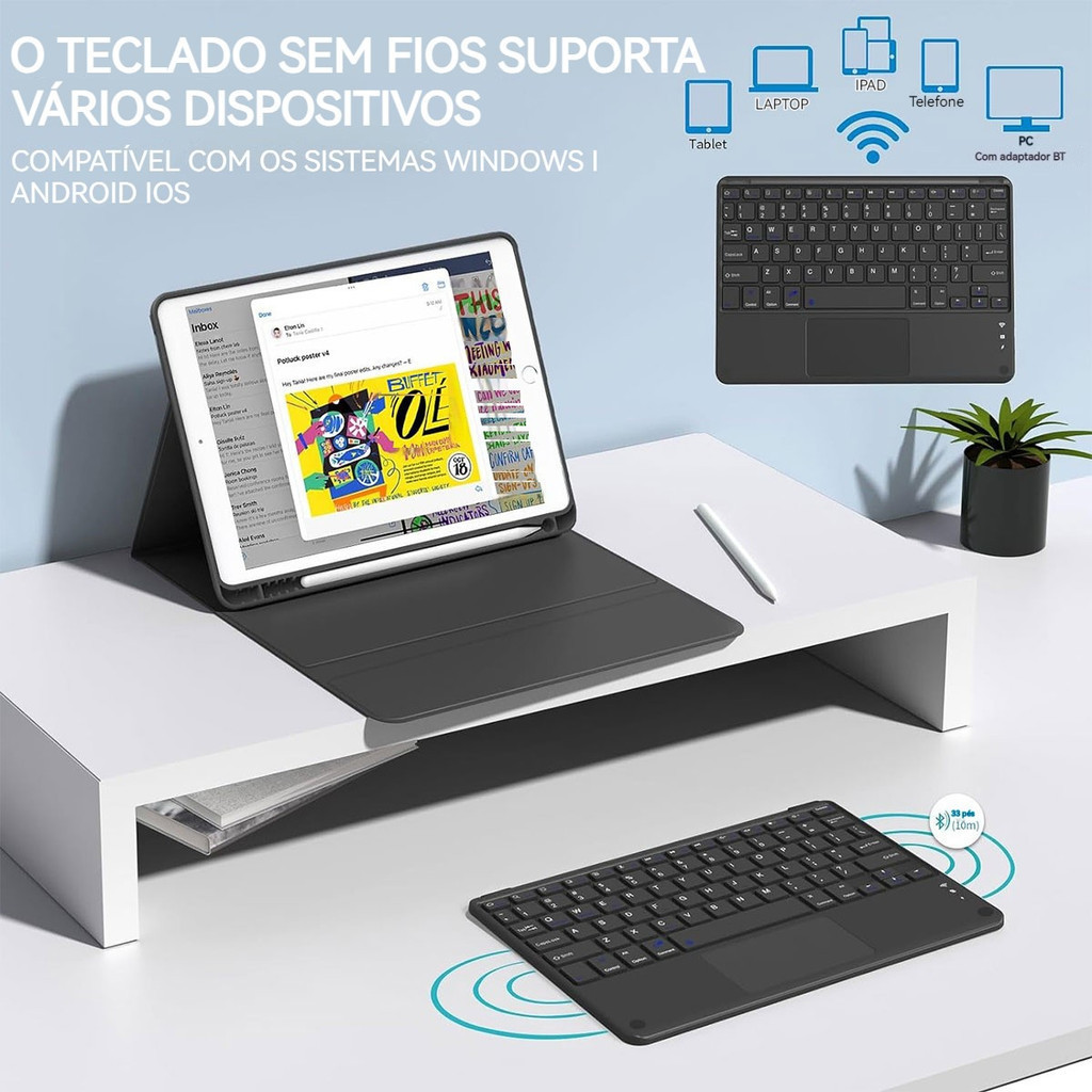 Capa com teclado de toque para Samsung Galaxy Tab S9 Ultra 14,6polegadas X910/91