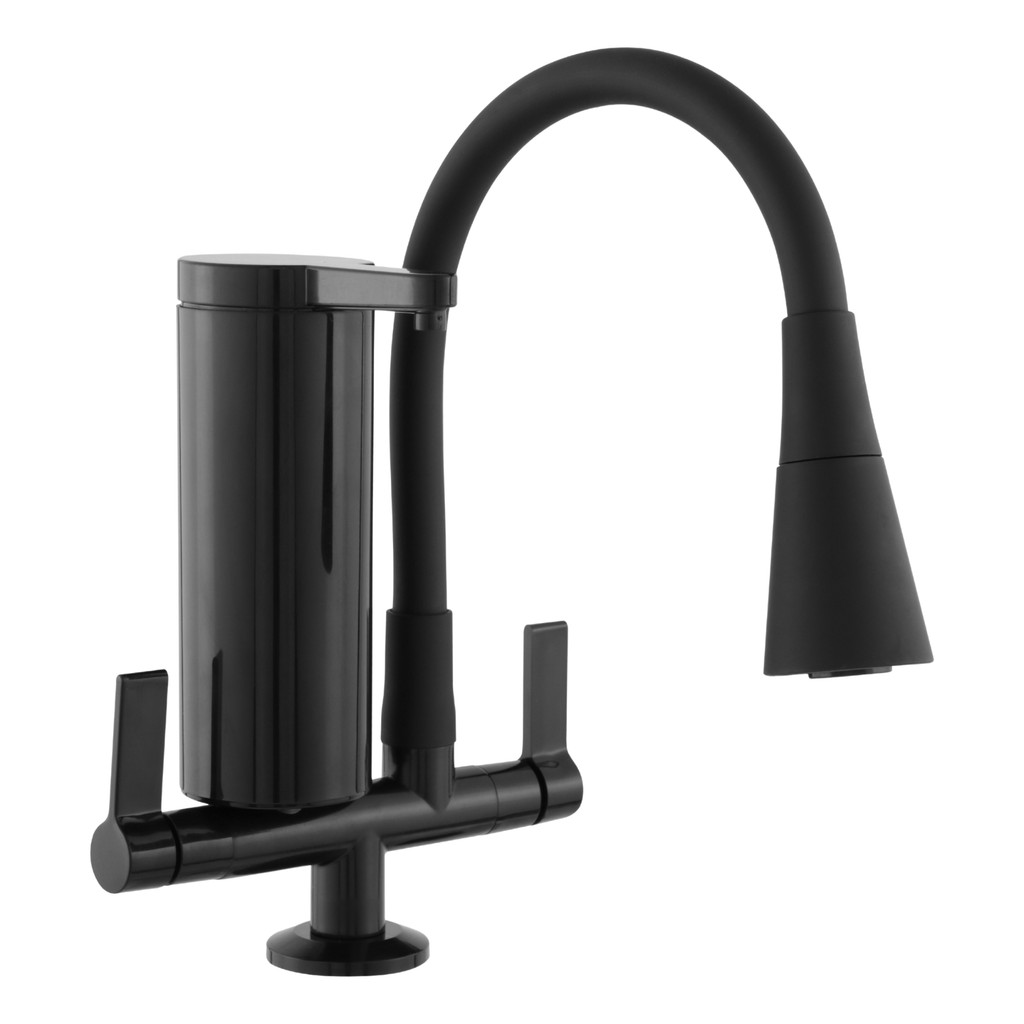 Torneira De Cozinha Pia Gourmet Com Filtro Mesa Preta Flex C70 Bancada All Black