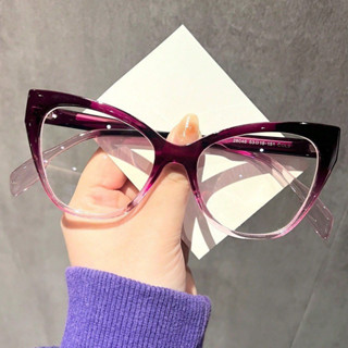 Fashion Square Cat Eye Gradient Color Glasses Frame Retro Ladies Men Transparent Novo Estilo Anti-Blue Light Trendy Glas em Oferta na Shopee