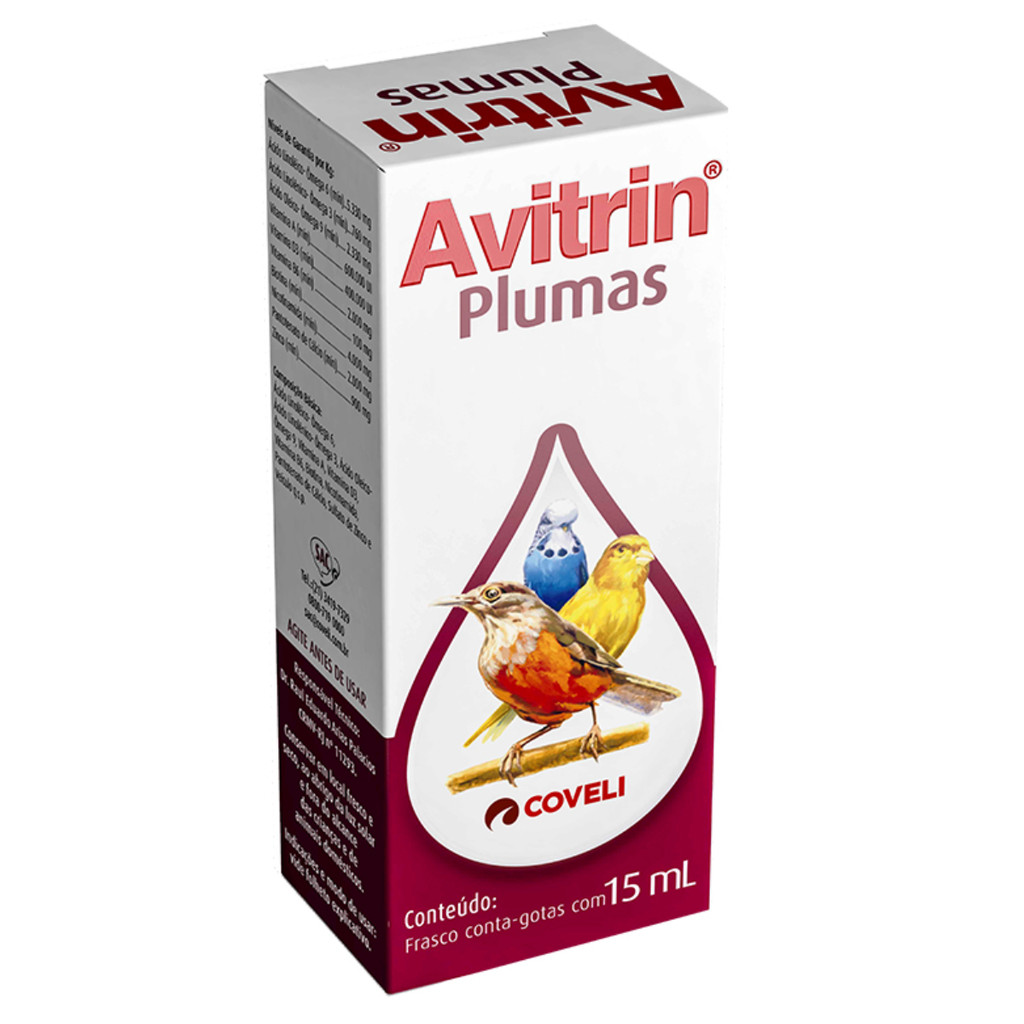 Avitrin Plumas 15ml Embeleza Melhora Muda De Pena Pássaros