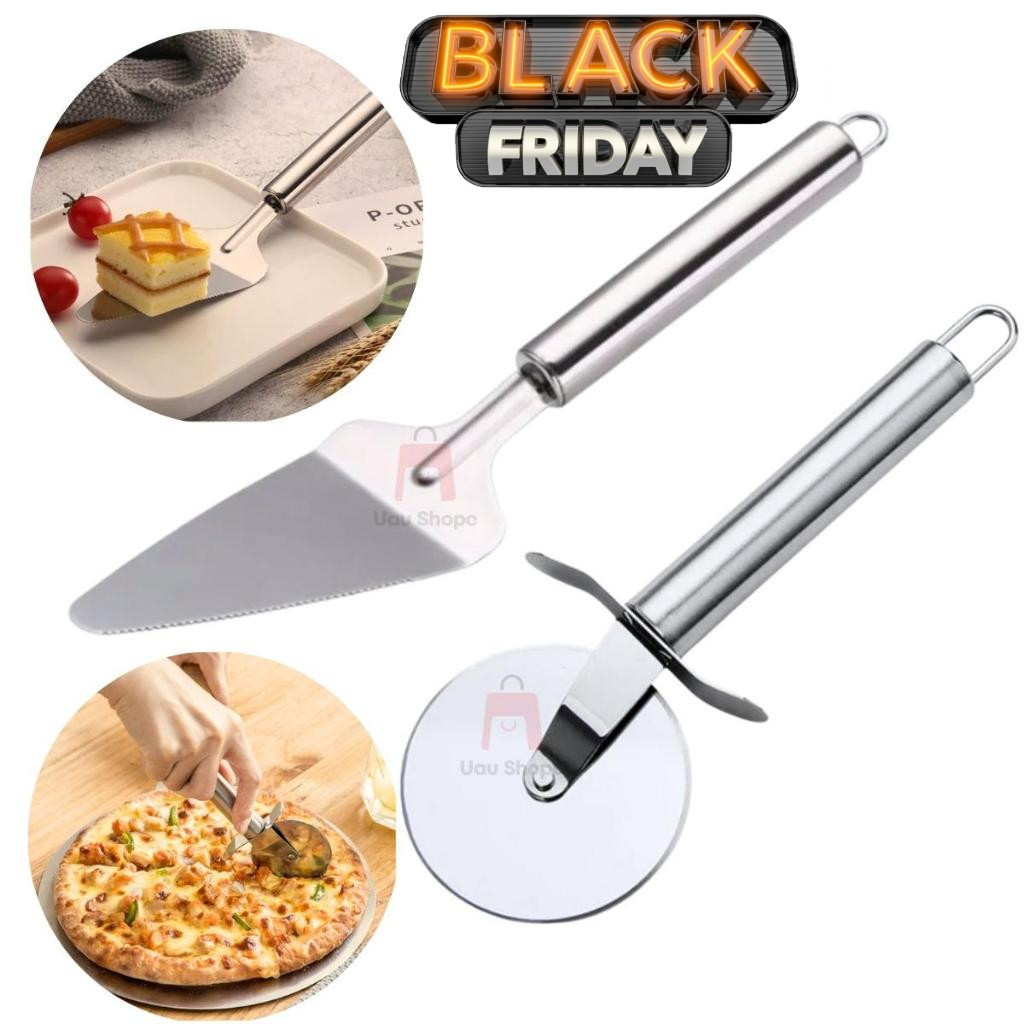 Conjunto Cortador de Pizza Massa E Espátula 2 Pç Inox em Oferta na Shopee