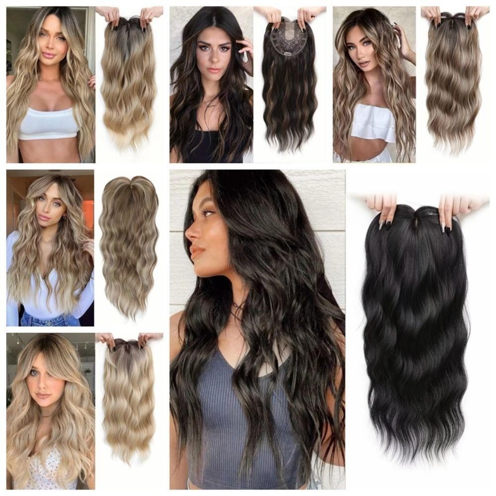 Detalhes do Toppers De Cabelo Sintético WANXI , Extensões Encaracolado Longo E Ondulado Com Franja , Clipe Em