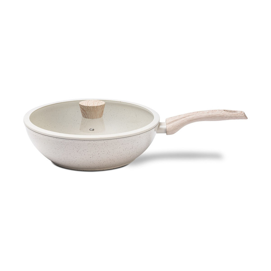 Wok com Tampa e Indução Brinox Antiaderente Ceramic Life Sirius – 28cm 3,4L Vanilla