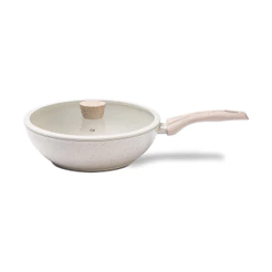 Wok com Tampa e Indução Brinox Antiaderente Ceramic Life Sirius - 28cm 3,4L Vanilla