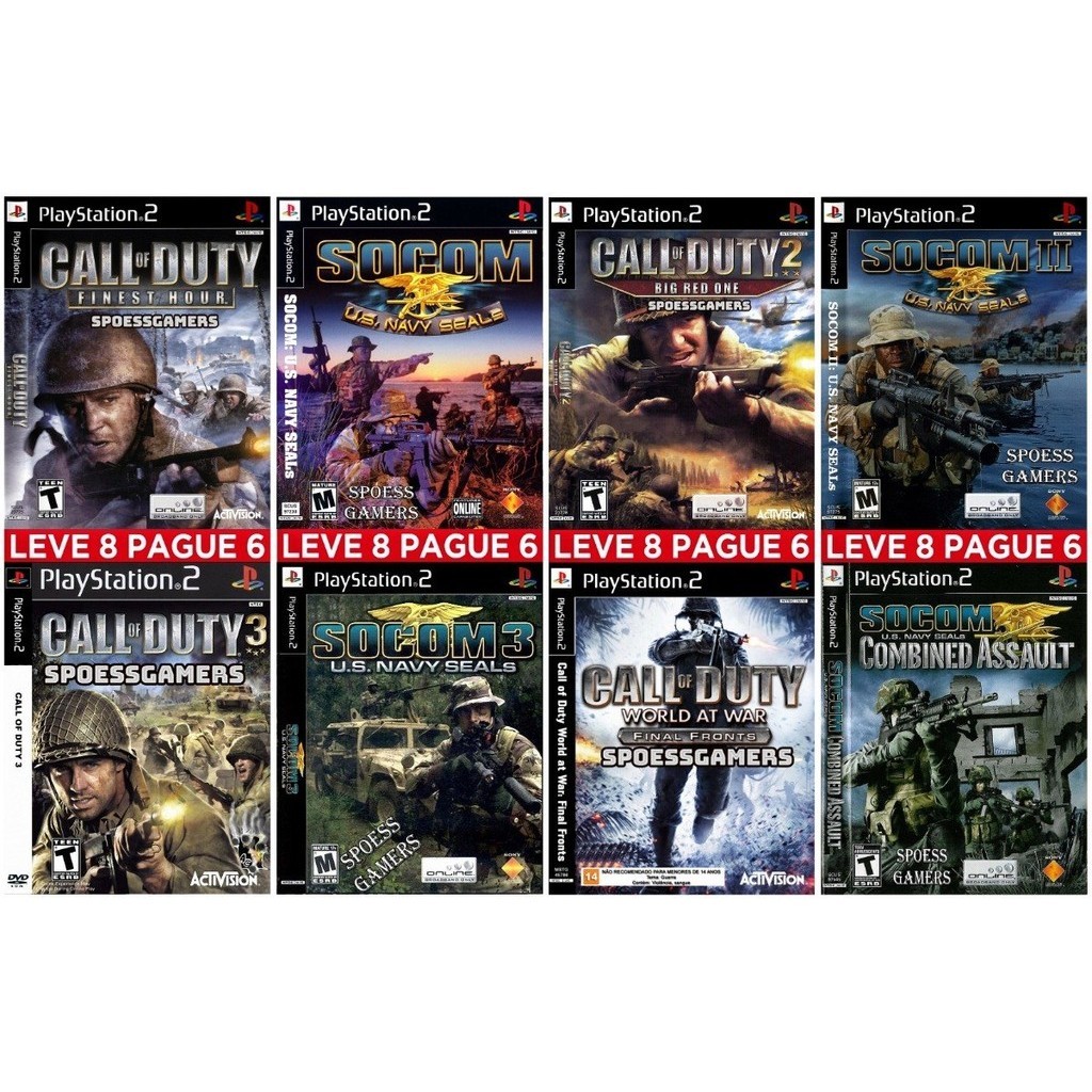 Call Of Duty + Socom ( Tiro ) Ps2 Coleção (8 Dvds) Patch
