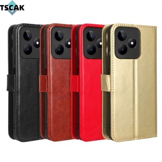 Moda Couro Sólido Cor Para Realme 12 Pro + C67 Nota 50 C51 C53 Flip Stand Phone Case Carteira De Capa De Cartão em Oferta na Shopee