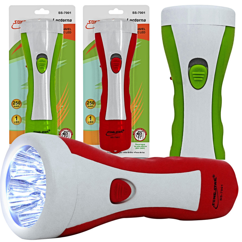 LANTERNA RECARREGAVEL DE LED PORTÁTIL - 250mAh - 1 LED em Oferta na Shopee