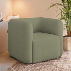 Poltrona Decorativa Para Sala de Estar Fixa Living Peônia K01 Bouclê Verde - Lyam Decor