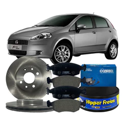 Kit Disco Freio Dianteiro Sólido 257mm Hipper Freios Pastilha Cobreq Punto 1.4 1.8 2007 a 2009 HF32 N533