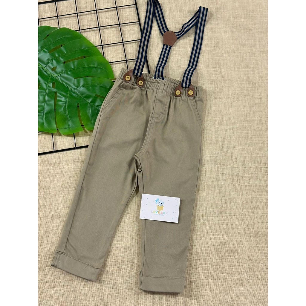 Calça Infantil Lucboo Baby Inverno Com Suspensório Bege