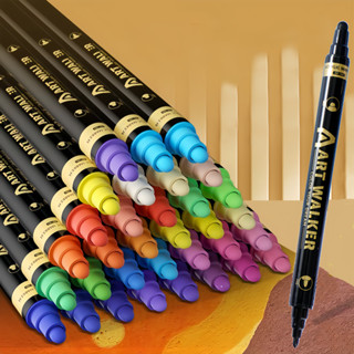 36 Cores Canetas De Tinta Acrílica De Ponta Dupla , Marcadores Com Média E Fina Para Madeira , Plástico , Pedra , Vidro , Tela , Pintura De Caligrafia , Artesanato DIY em Oferta na Shopee