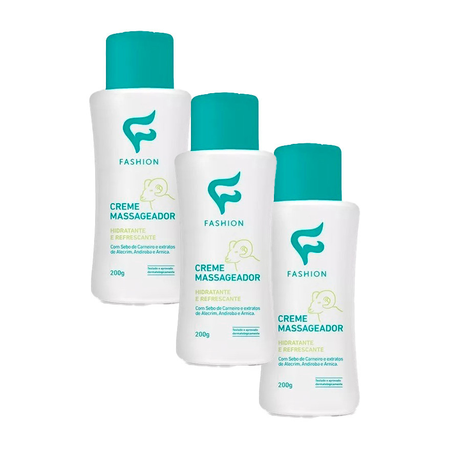 Kit Triplo 3 Creme Massageador Sarador Fashion: Refrescante