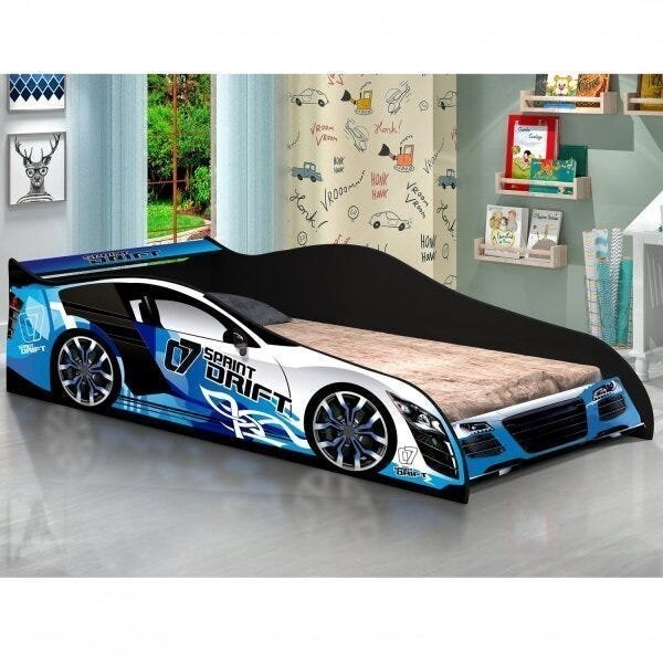 Cama Infantil com Proteção Lateral Carro Drift