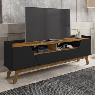 Rack Para Tv Até 70 Polegadas 2 Portas 1 Gaveta 2 Nichos Decor  Preto Fosco/Naturalle em Oferta na Shopee
