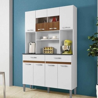Armario De Cozinha 8 Portas 2 Gavetas Onix  Branco/Carvalho em Oferta na Shopee