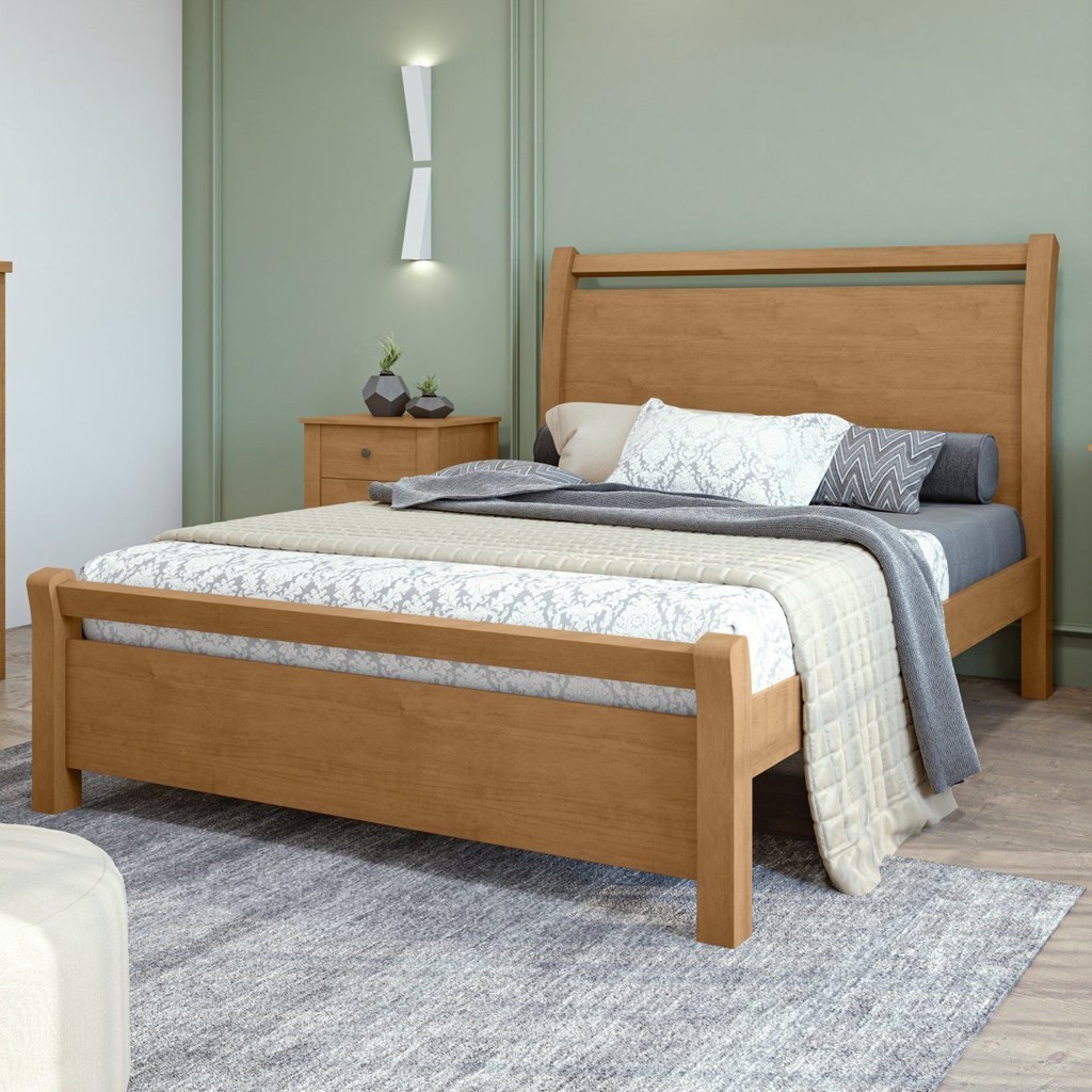 Cama Casal Reali  Amêndoa Clean - Home & Living