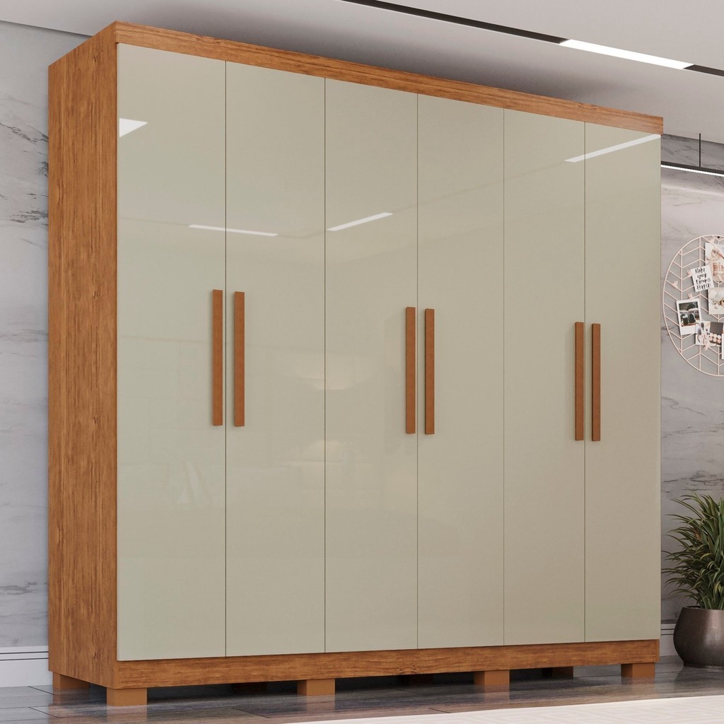 Guarda Roupa Casal 6 Portas 4 Gavetas Sevilha Prime  Off-White/Cinamomo - Home & Living