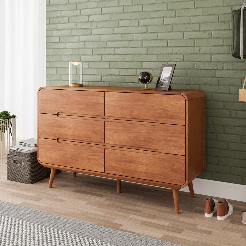 Cômoda 6 Gavetas Madeira Maciça Kairos Champagne em Oferta na Shopee