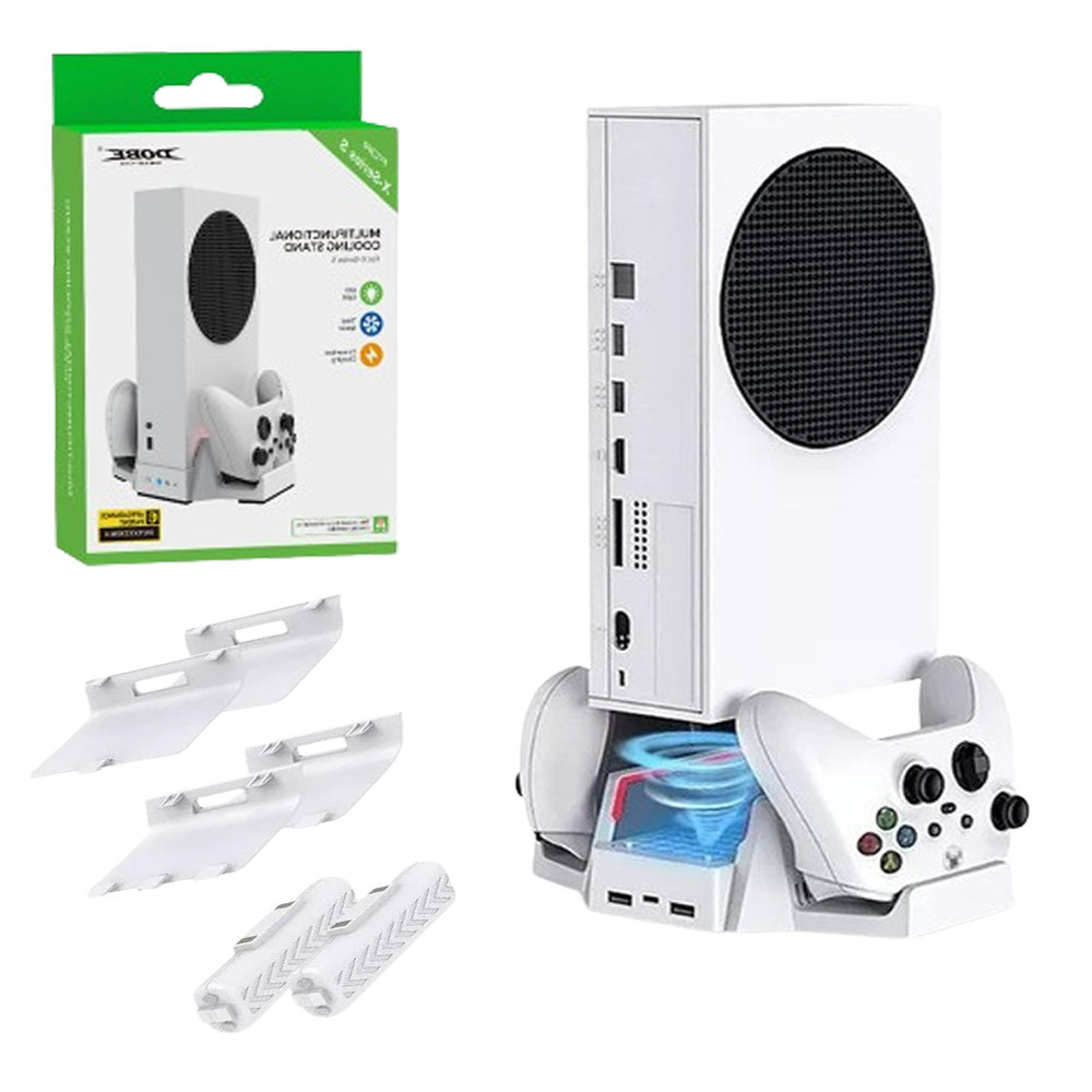 Suporte Base Vertical Carregador com Cooler 2 Ventoinhas + 2 baterias Compatível com Xbox Series S