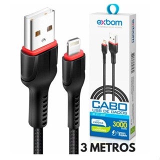 CABO LIGHTNING 2.4A CARREGAMENTO RÁPIDO 3M CBX-U2C13M3IP em Oferta na Shopee