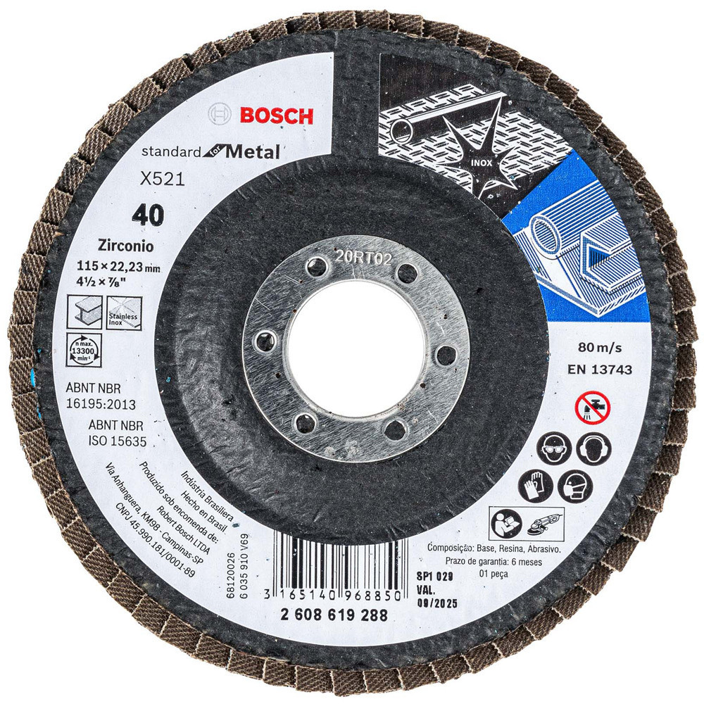 Disco Flap 115mm Bosch Grão 40 Standard for Metal Curvo Fibra de Vidro em Oferta na Shopee
