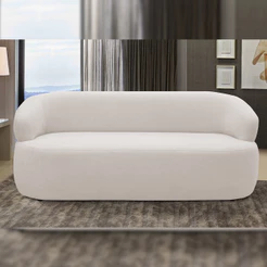 Sofá 3 Lugares Orgânico Sala de Estar Living 170cm Carmen F04 Bouclê Off White - Lyam Decor