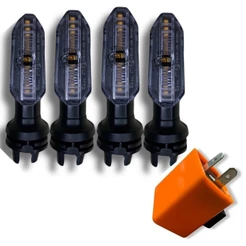 KIT C/4 PISCA SETA LED HONDA CB250F TWISTER FAN TITAN + RELE PISCA SETA LED MOTO 2 PINOS COM REGULAGEM DE VELOCIDADE