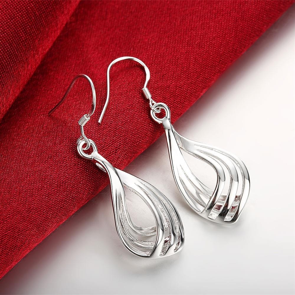 925 Brincos De Prata Sterling Da Moda Jóias Elegante Mulher Charme Twist Wavy line drop Trendsetter