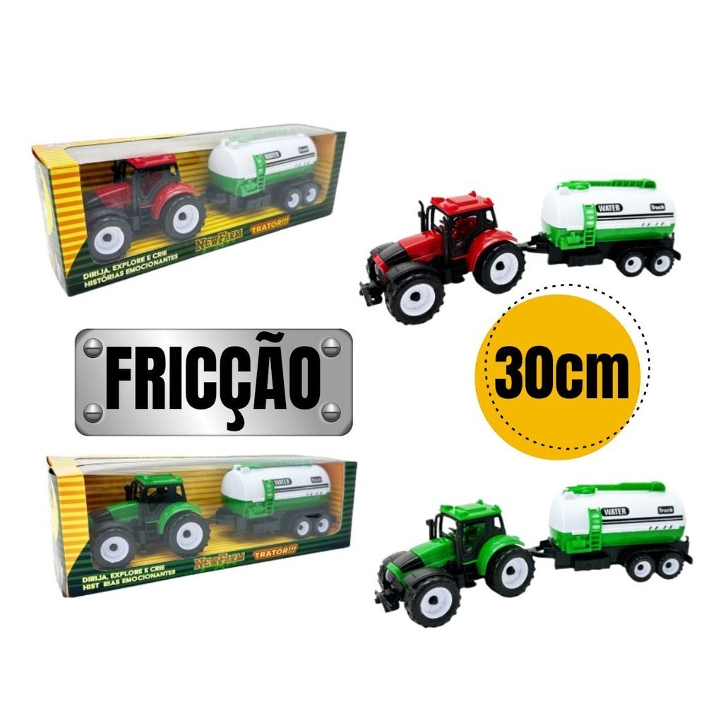 Trator Carrinho de Fricção Reservatório de Água Fazendinha Brinquedo Faz de Conta Menino Menina Criança Pequena