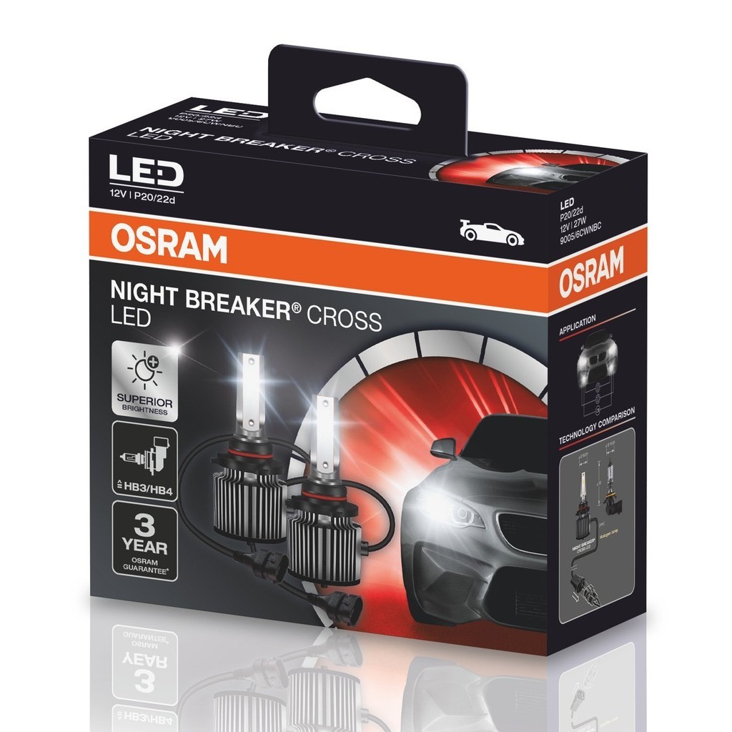 Par Lâmpada Osram Led Night Breaker Cross HB3 / HB4 6000k Super Branca em Oferta na Shopee