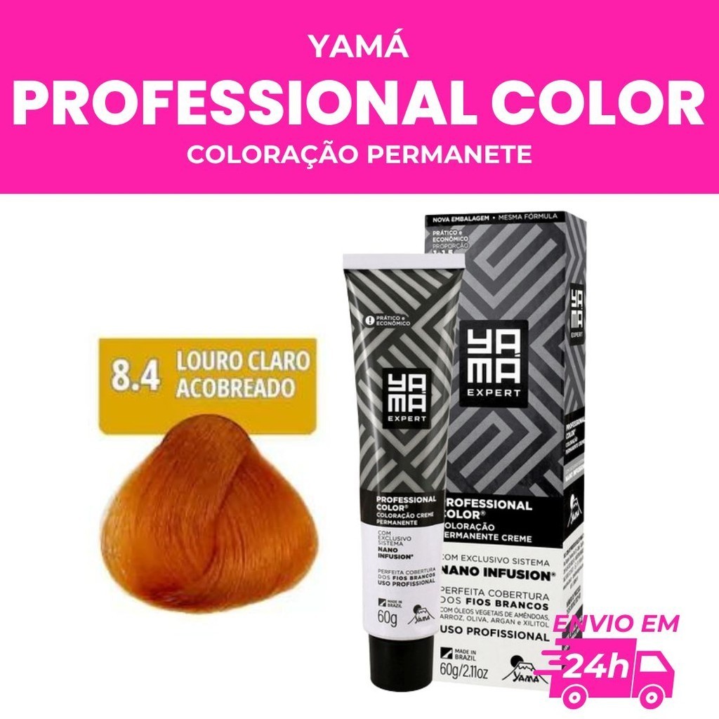 PROFESSIONAL COLOR NANO INF. 8.4 LOURO CLARO ACOBREADO (TINTA PARA CABELO/SALÃO/CABELEIREIRO) - YAMÁ