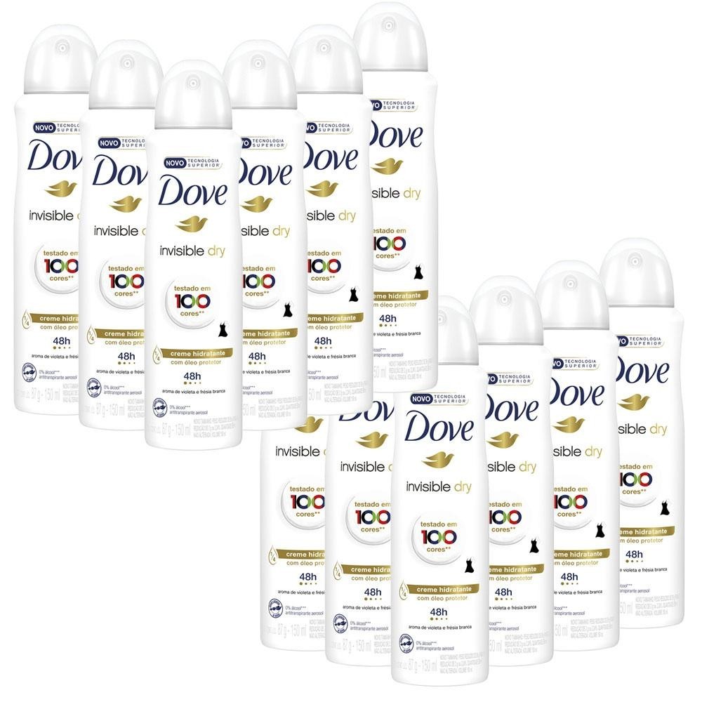 Kit 12 Desodorantes Dove Antitranspirante Aerossol Invisible Dry 150ml - Beauty