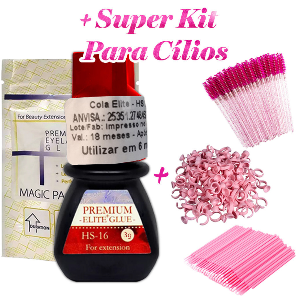 Cola Elite Hs16 3ml 5ml 10ml Alongamento De Cílios Black Glue Hs-16 Extensão Postiços Fio A Fio Volume Russo Com Anvisa
