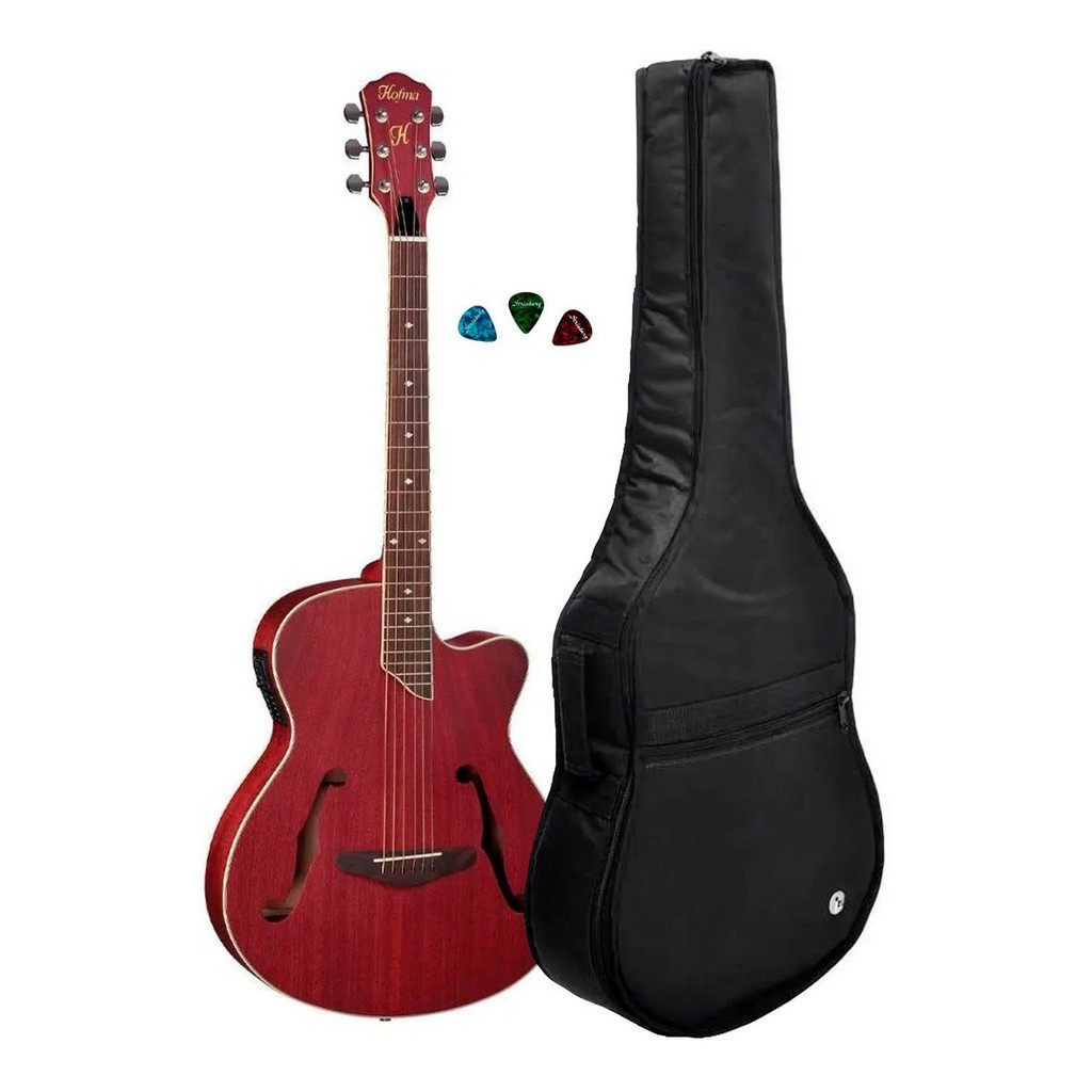 Violão Eletrico Hofma Hmf240 Mini Jumbo Red+ Capa Acolchoada em Oferta na Shopee